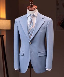 Áo vest xanh dương pastel