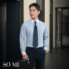 Sơ mi nâu trơn - Ảnh 2